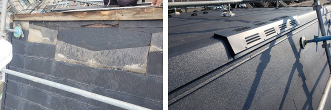茨城の屋根工事例、強風被害を受けたスレート屋根