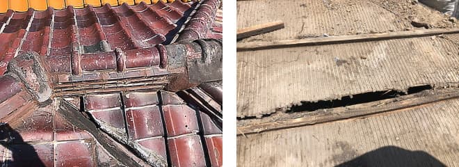 瓦屋根の雨漏り、いい加減な修理