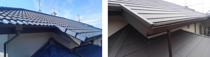 瓦屋根をSGL鋼板屋根に葺き替え